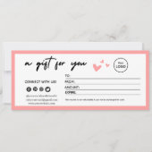 Valentinstag Rosa Elegantes Geschenkgutschein (Vorderseite)
