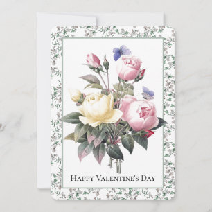 Valentinstag Rosa Gelbe Rosen Blaue Schmetterling Feiertagskarte