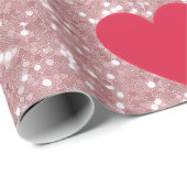 Valentinstag Rosa Glitter & Herzen Geschenkpapier (Rolleneckpunkt)