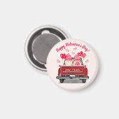 Valentinstag Rosa Gnome Vintage Truck-Liebe Magnet (Vorderseite/Rückseite)