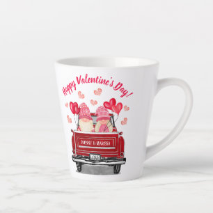 Valentinstag Rosa Gnomen Vintage rote LKW-Liebe Milchtasse