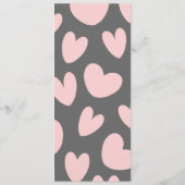 Valentinstag Rosa Graue romantische Herzen Menükarte (Rückseite)