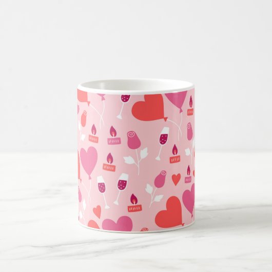 Valentinstag Rosa Herz Balloons Muster Kaffeetasse (Mittel)