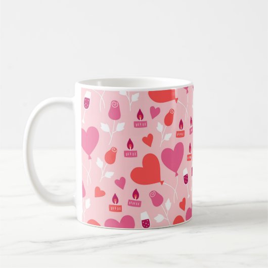 Valentinstag Rosa Herz Balloons Muster Kaffeetasse (Links)