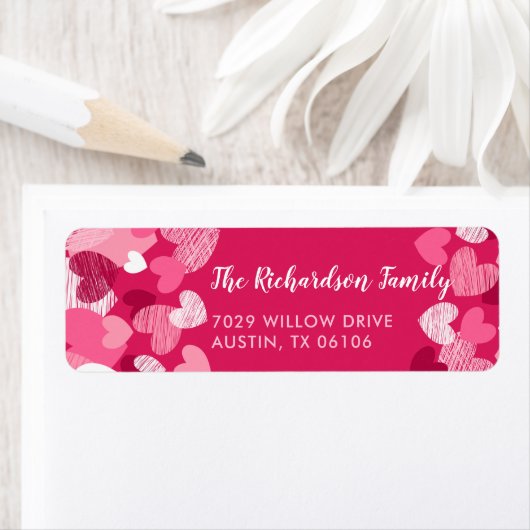 Valentinstag Rosa Herz Custom Rücksendeadresse (Insitu)