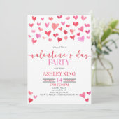 Valentinstag Rosa Herz Einladung (Stehend Vorderseite)