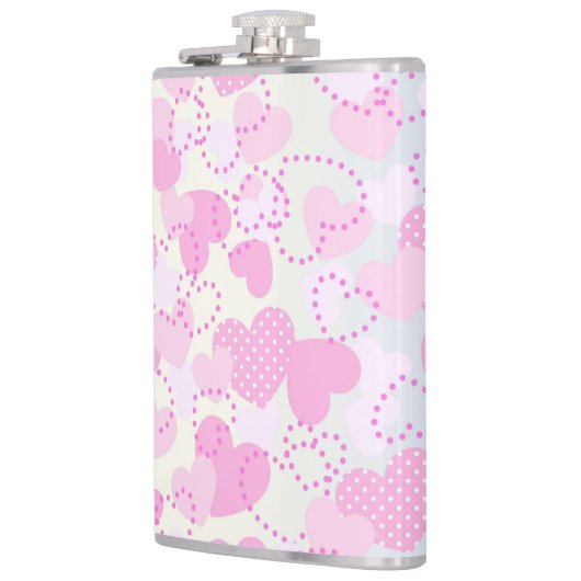 Valentinstag Rosa Herz Hintergrund Flachmann (Links)