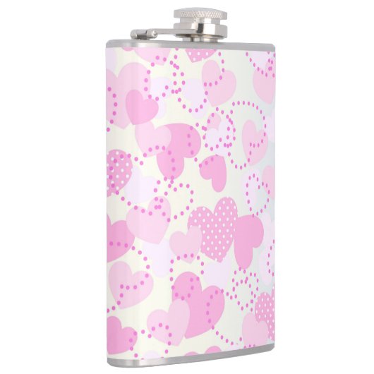 Valentinstag Rosa Herz Hintergrund Flachmann (Rechts)