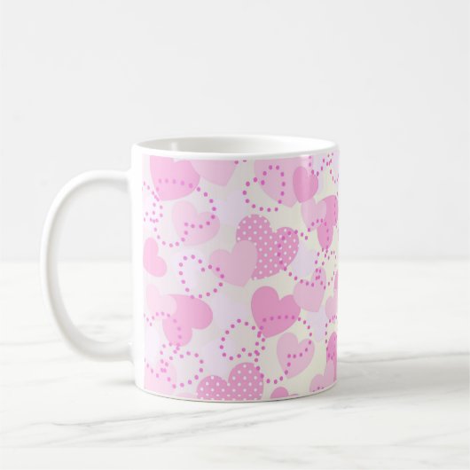 Valentinstag Rosa Herz Hintergrund Kaffeetasse (Links)