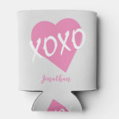 Valentinstag Rosa Herz Kisses Hugs XOXO Gray Dosenkühler (Rückseite)