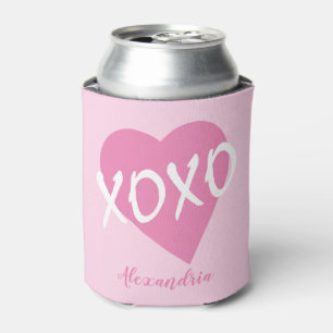 Valentinstag Rosa Herz Kisses Hugs XOXO Pink Dosenkühler