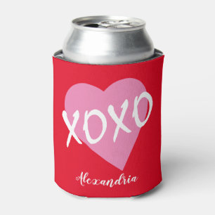 Valentinstag Rosa Herz Kisses Hugs XOXO Rot Dosenkühler