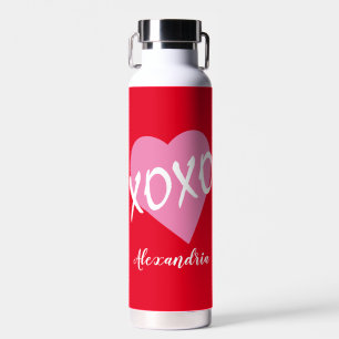 Valentinstag Rosa Herz Kisses Hugs XOXO Rot Trinkflasche