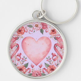 Valentinstag, rosa Herz Liebe, sanftes lila Hinter Schlüsselanhänger