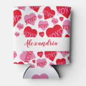 Valentinstag Rosa Herz XOXO Muster Weiß Dosenkühler (Vorderseite)