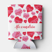 Valentinstag Rosa Herz XOXO Muster Weiß Dosenkühler (Rückseite)