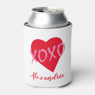 Valentinstag Rosa Herz XOXO Weiß Dosenkühler