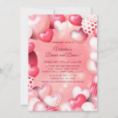 Valentinstag Rosa Herzballon Einladung (Vorderseite)