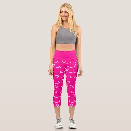Valentinstag Rosa Herzen abstrakt Capri Leggings (Vorderseite)