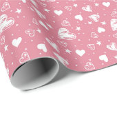 Valentinstag rosa Herzen Geschenkpapier (Rolleneckpunkt)