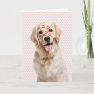 Valentinstag Rosa Herzen mit Golden Retriever Karte