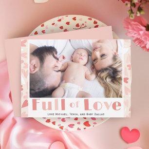 Valentinstag Rosa Herzen Moderne Familienfoto Feiertagskarte