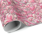 Valentinstag Rosa Herzen und Wirbel Geschenkpapier (Rolleneckpunkt)