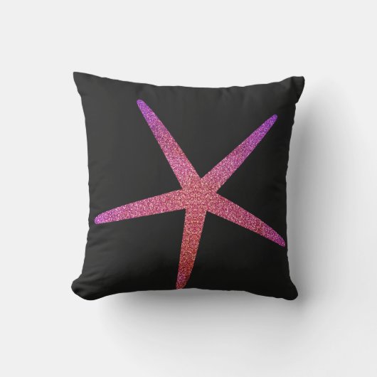 Valentinstag Rosa Lila Glitzer Starfish Geschenk Kissen (Vorderseite)