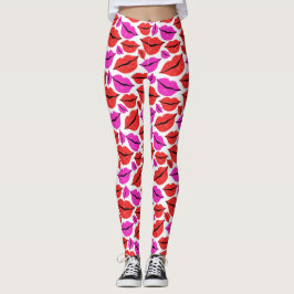 Valentinstag Rosa Lippenmuster Leggings