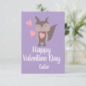 Valentinstag Rosa Niedlicher Fuchs Karte (Stehend Vorderseite)