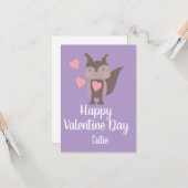 Valentinstag Rosa Niedlicher Fuchs Karte (Vorderseite/Rückseite Beispiel)