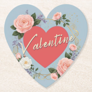 Valentinstag Rosa Rosen Romantische Liebe Herz Untersetzer