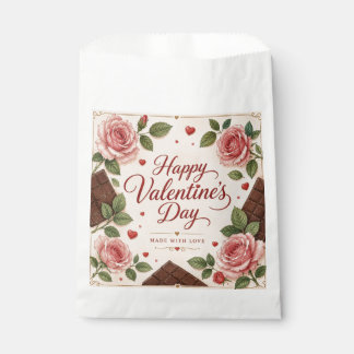 Valentinstag Rosa Rosen Schokoladenriegel Geschenktütchen