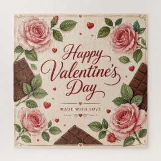 Valentinstag Rosa Rosen Schokoladenriegel Puzzle