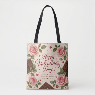 Valentinstag Rosa Rosen Schokoladenriegel Tasche