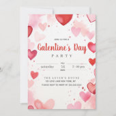 Valentinstag Rosa rote Herzen Einladung (Vorderseite)