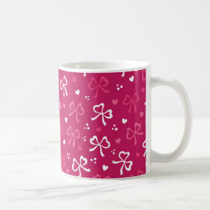 Valentinstag Rosa rote Ribbons Herz Muster Kaffeetasse