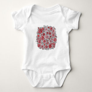 Valentinstag Rosa Rote Rosen Herzen Kritzeleien Baby Strampler