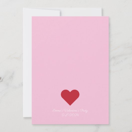 Valentinstag Rosa Scallop Edge Party Einladung (Rückseite)