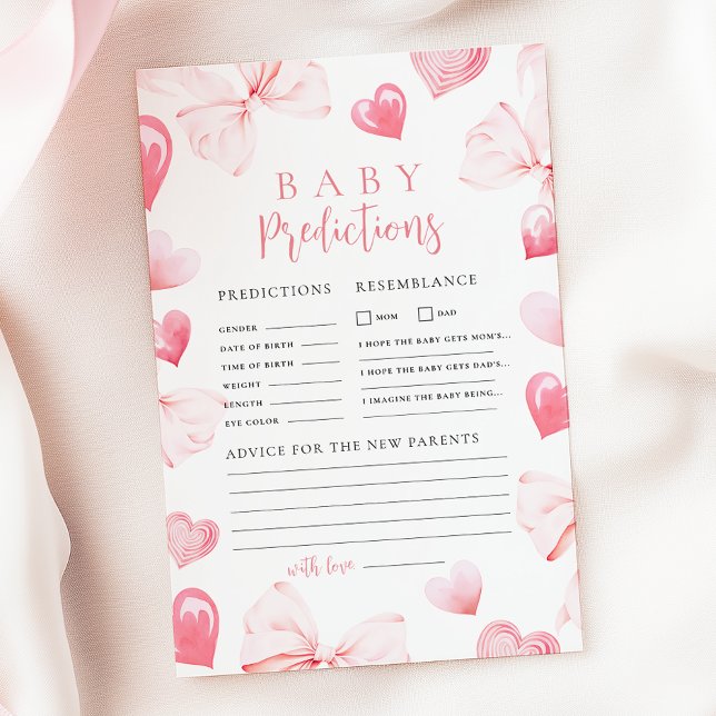Valentinstag Rosa Schleife Baby Shower Vorhersage  (Von Creator hochgeladen)