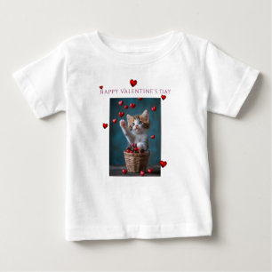 Valentinstag Rosa Spitzen-Herz Satinband Baby T-shirt