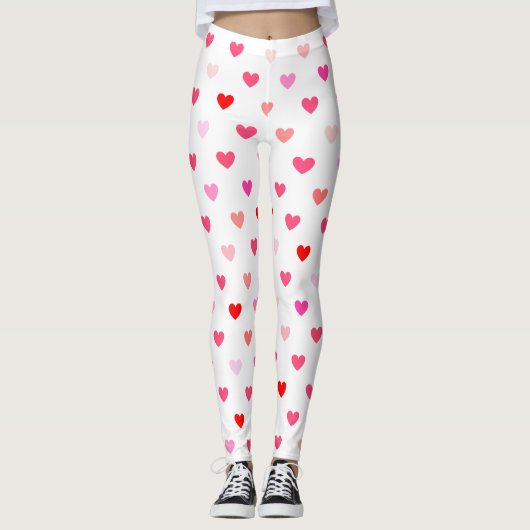 Valentinstag-rosa u. rote Herzen Leggings (Vorderseite)