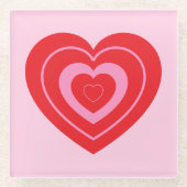 Valentinstag Rosa und Rot Zwei Tonne Herz Glasuntersetzer (Vorderseite)