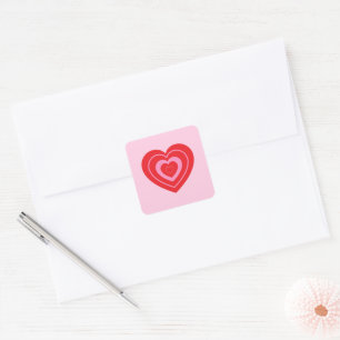 Valentinstag Rosa und Rot Zwei Tonne Herz Quadratischer Aufkleber