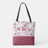 Valentinstag Rosa und Rote Herzen, Farbblock Tasche (Rückseite)