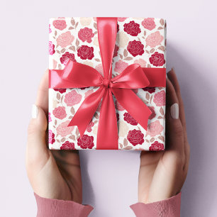 Valentinstag-Rosa- und -Rote-Rosen-Geschenkpapier Geschenkpapier