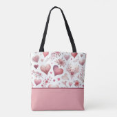 Valentinstag Rosa und Rotes Herz, Farbblock Tasche (Rückseite)