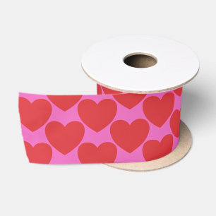 Valentinstag Rosa und Rotes Herz Muster Satinband