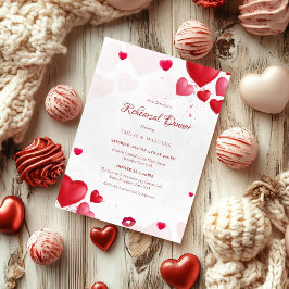 Valentinstag rosa und rotes Herz Probe-Dinner Einladung