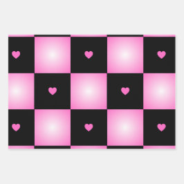 Valentinstag Rosa und Schwarzes Ombre Individuell Geschenkpapier Set